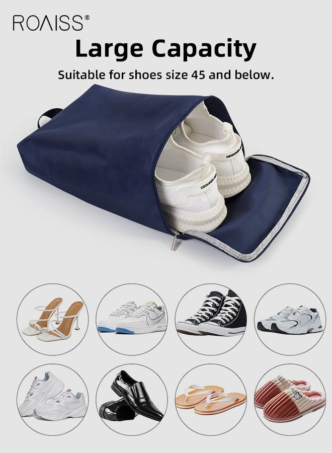 roaiss 2-Piece Navy Blue Dustproof Storage Bag Set Portable and Versatile Organizers for Travel  Separately Storing Shoes and Underwear, Keeping Your Luggage Tidy Clean Efficiently Packed - Image 2